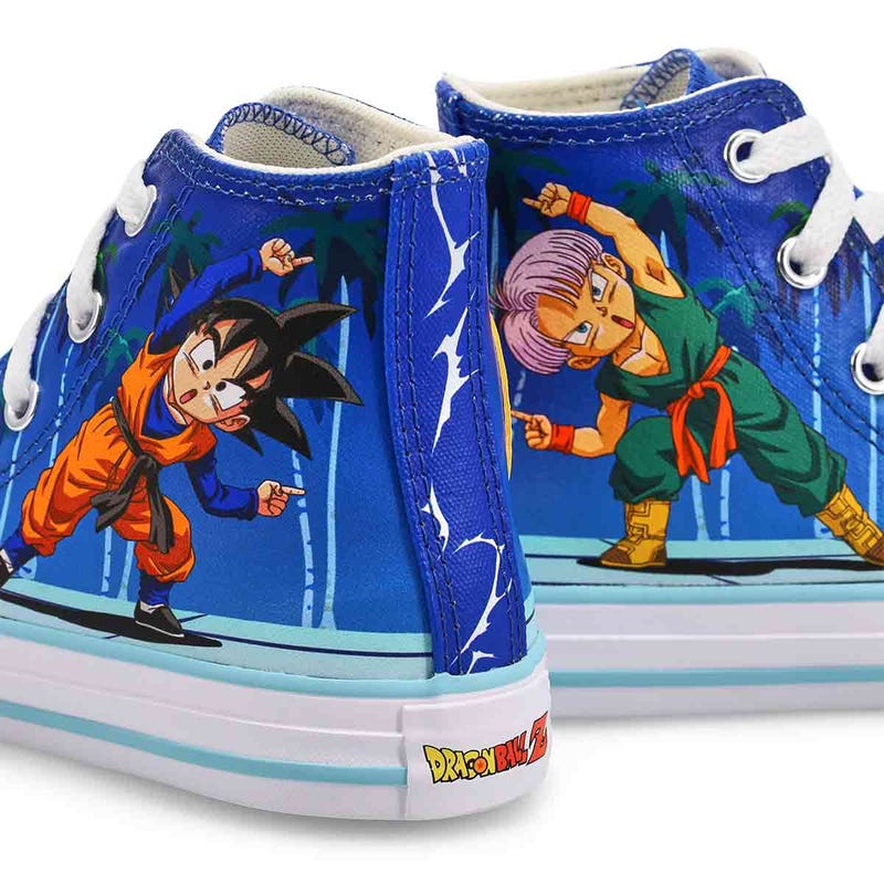 Kids' Converse Chuck Taylor All Star Dragon Ball Z Goten/Trunks High Top Sneaker - Light Blue/Neon M