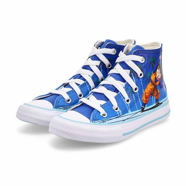 Kids' Converse Chuck Taylor All Star Dragon Ball Z Goten/Trunks High Top Sneaker - Light Blue/Neon M