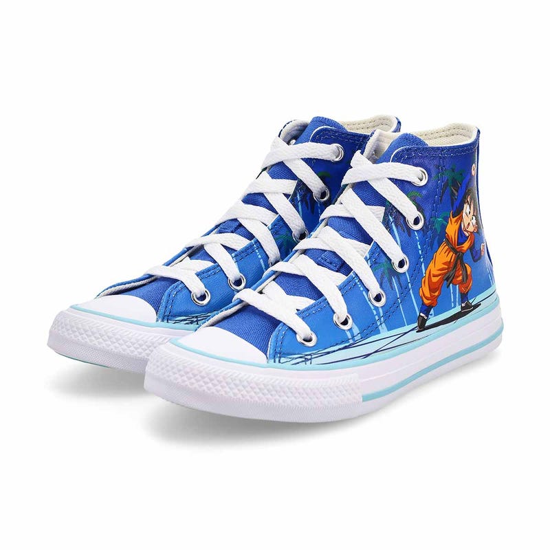 Kids' Converse Chuck Taylor All Star Dragon Ball Z Goten/Trunks High Top Sneaker - Light Blue/Neon M