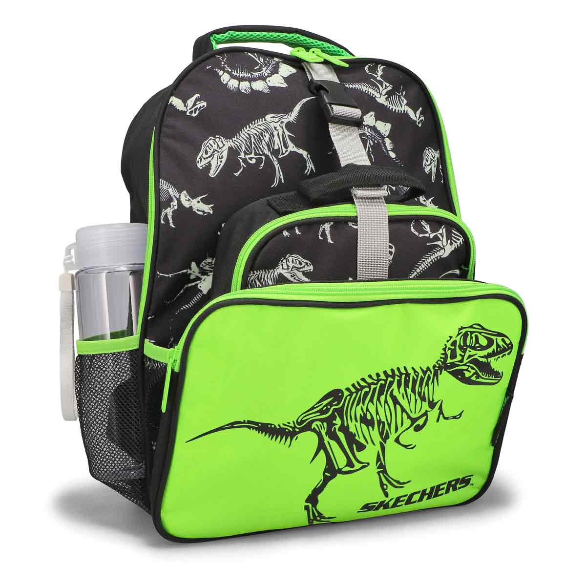 Kids' 5 Piece Dino Backpack School Kit - Black/Green