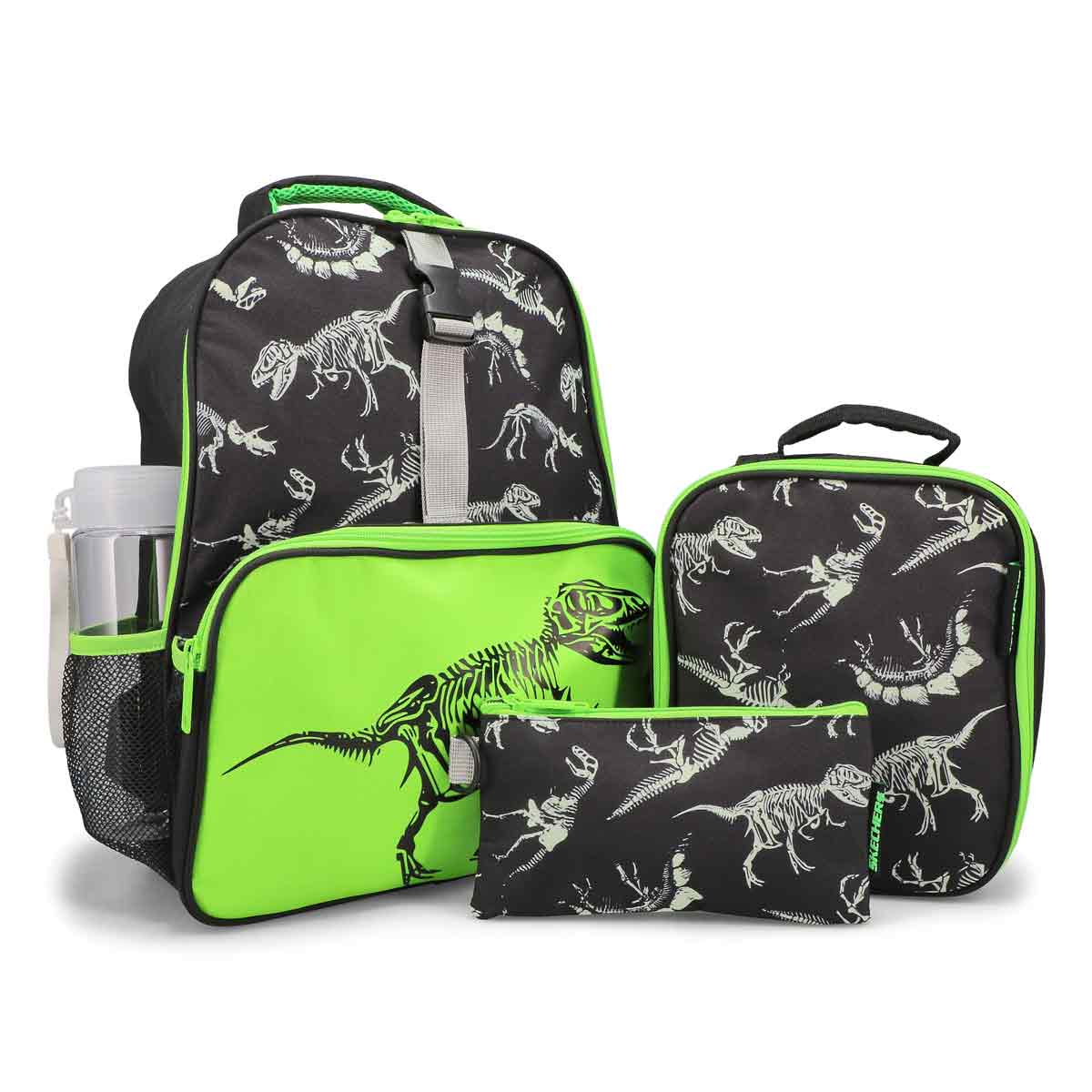 Kids' 5 Piece Dino Backpack School Kit - Black/Green