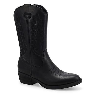 Lds Addison Tall Leather Western Boot - Black