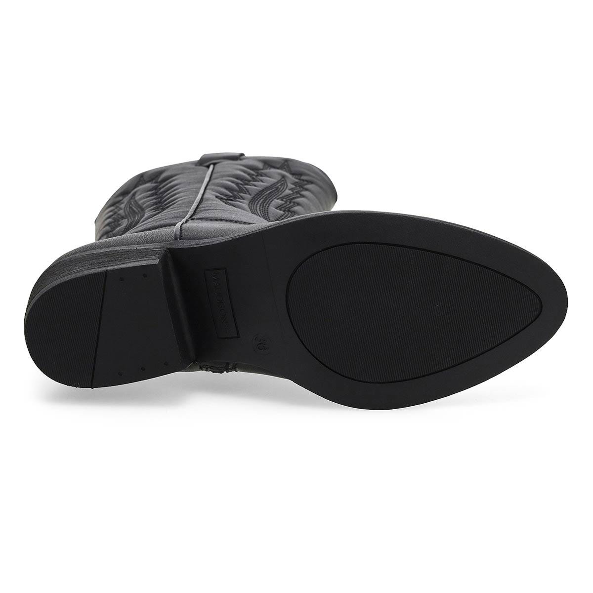 Botte western haute en cuir ADDISON, noir, femmes