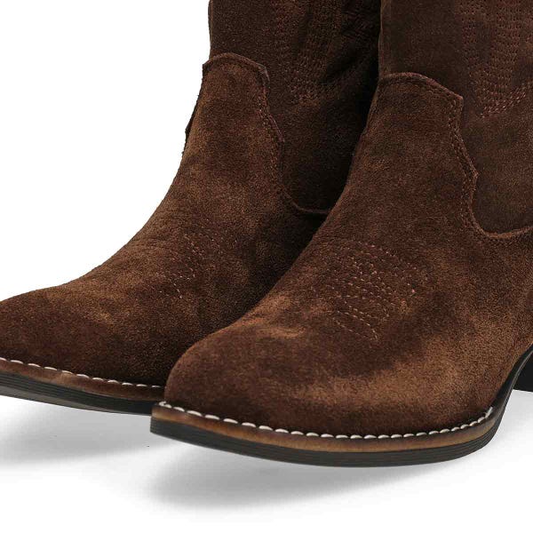 Women's  Addison Tall Suede Western Boot - Dark Brown