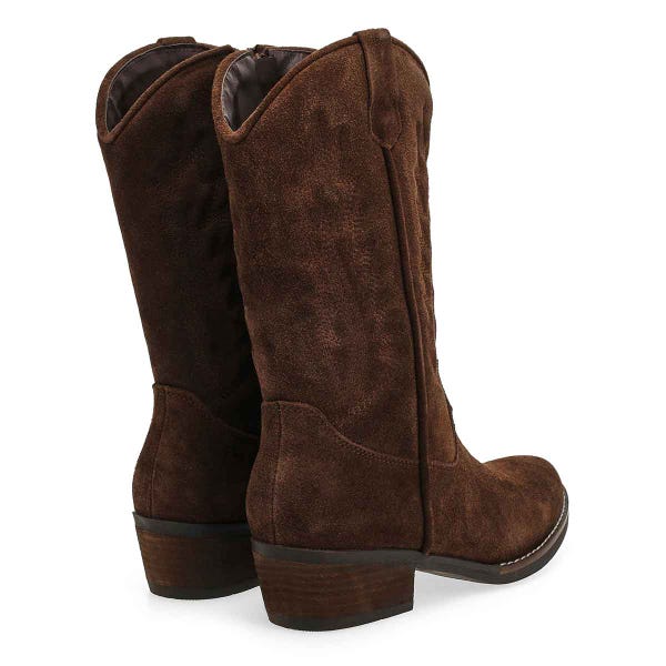 Women's  Addison Tall Suede Western Boot - Dark Brown