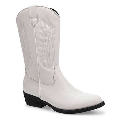 Lds Addison Tall Leather Western Boot - White