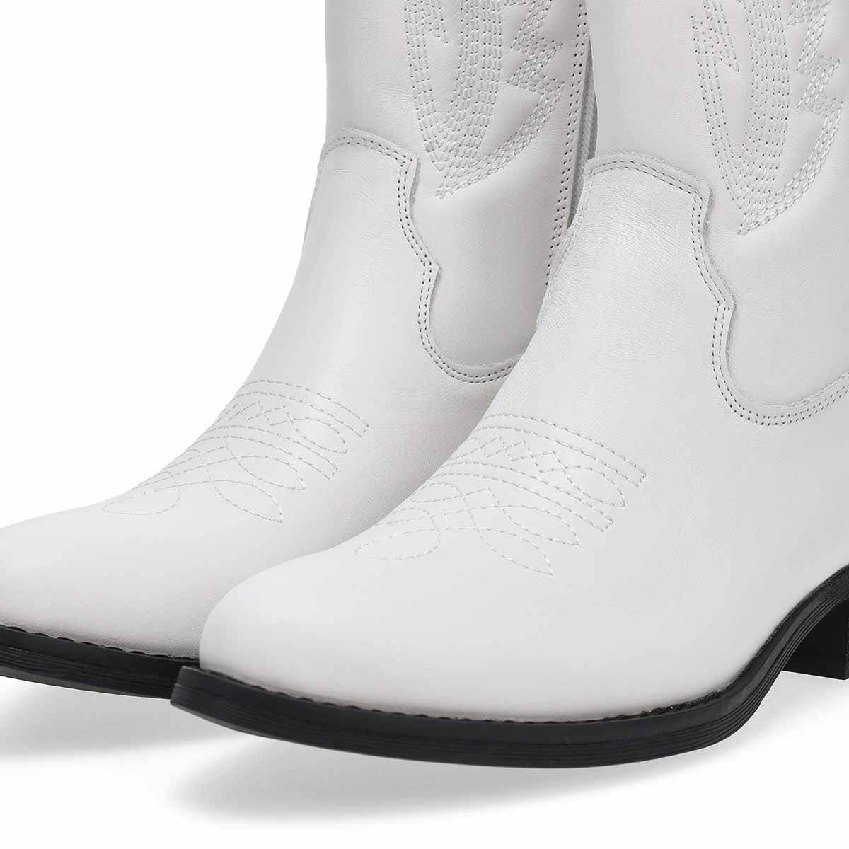 Botte western haute en cuir ADDISON, blanc, femmes