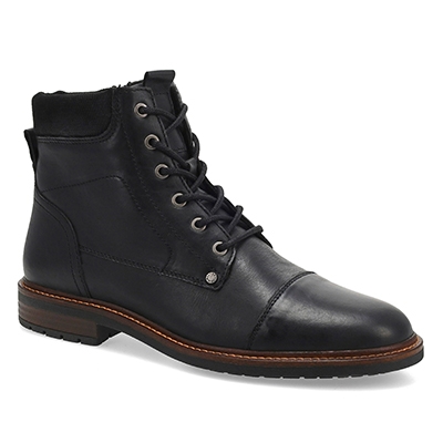 Mns Amon Leather Lace Up Ankle Boot - Black