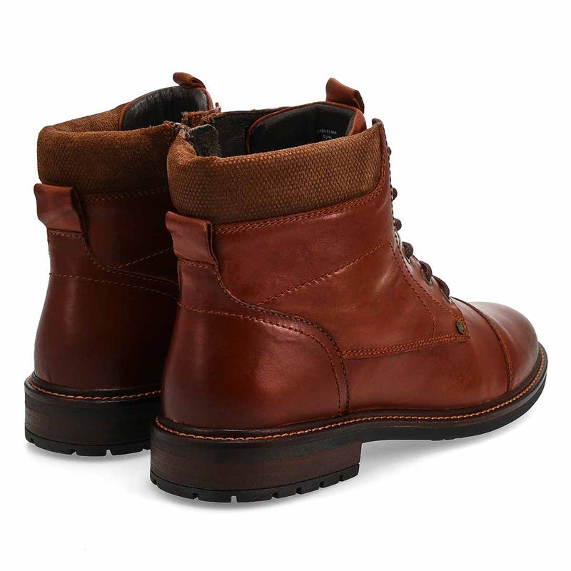 Men's Amon Leather Lace Up Ankle Boot - Argentina Red/Brown