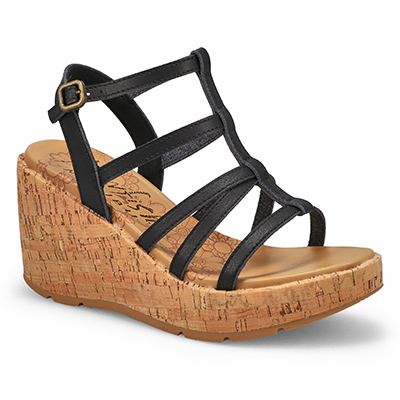 Lds Bahamas Wedge Sandal - Black