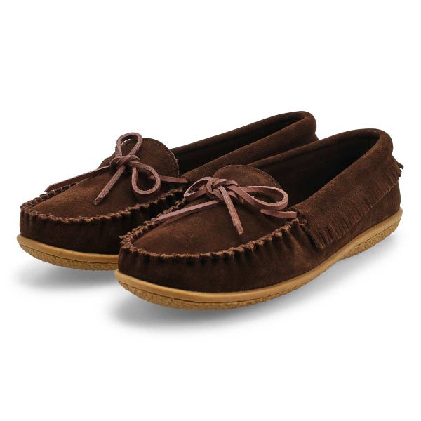 Ballerines SoftMoc Bali Fringe en suède pour femmes - Rootbeer