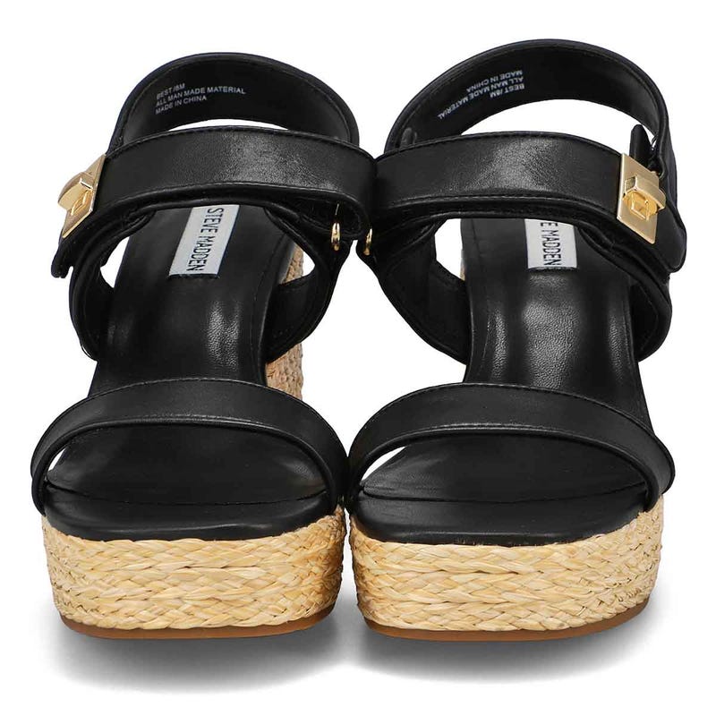 Women's Best Ankle Strap Wedge Sandal - Black