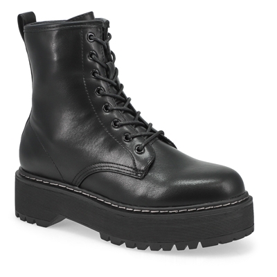 Lds Bolero Lace Up Combat Boot - Black