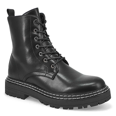 Lds Borris Lace Up Combat Boot - Black