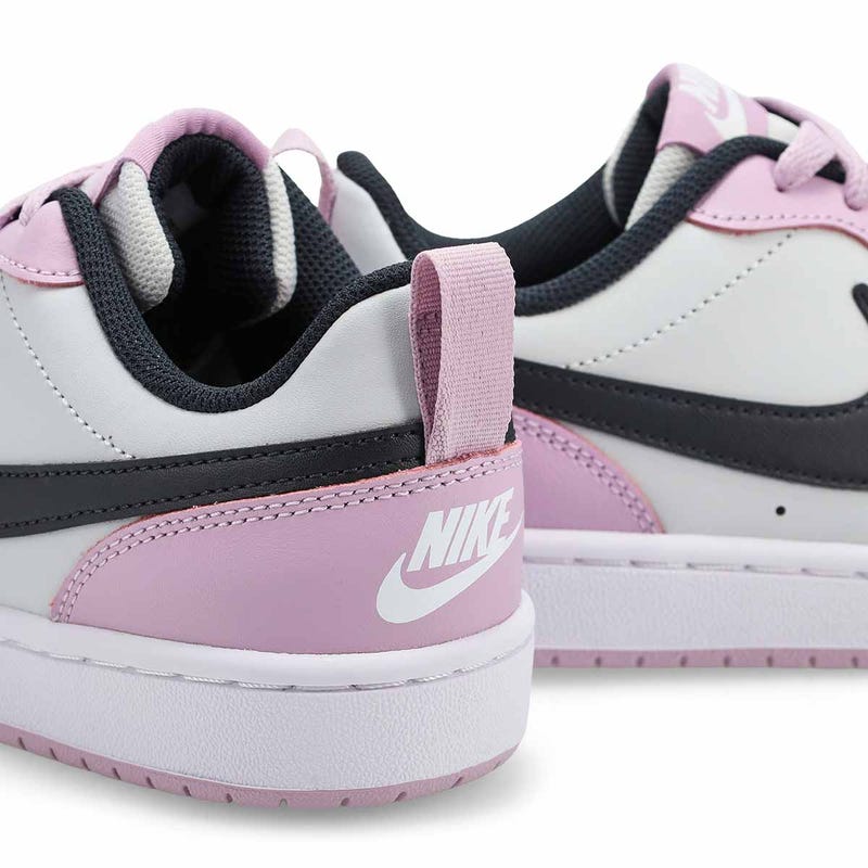 Espadrille Nike Kids Court Borough Low 2 pour filles, Poussière de photon/noir glacé/blanc.