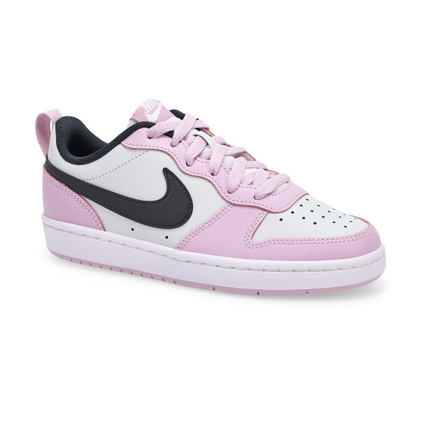 Espadrille Nike Kids Court Borough Low 2 pour filles, Poussière de photon/noir glacé/blanc.