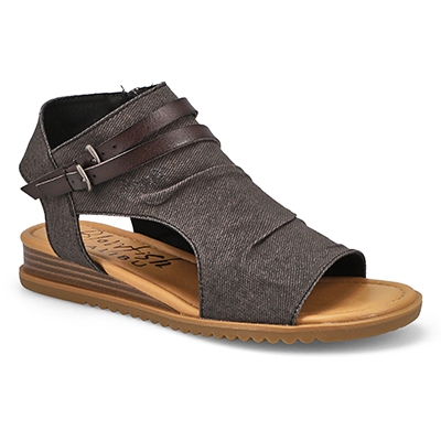 Lds Butterfly Casual Sandal - Washed Black Denim