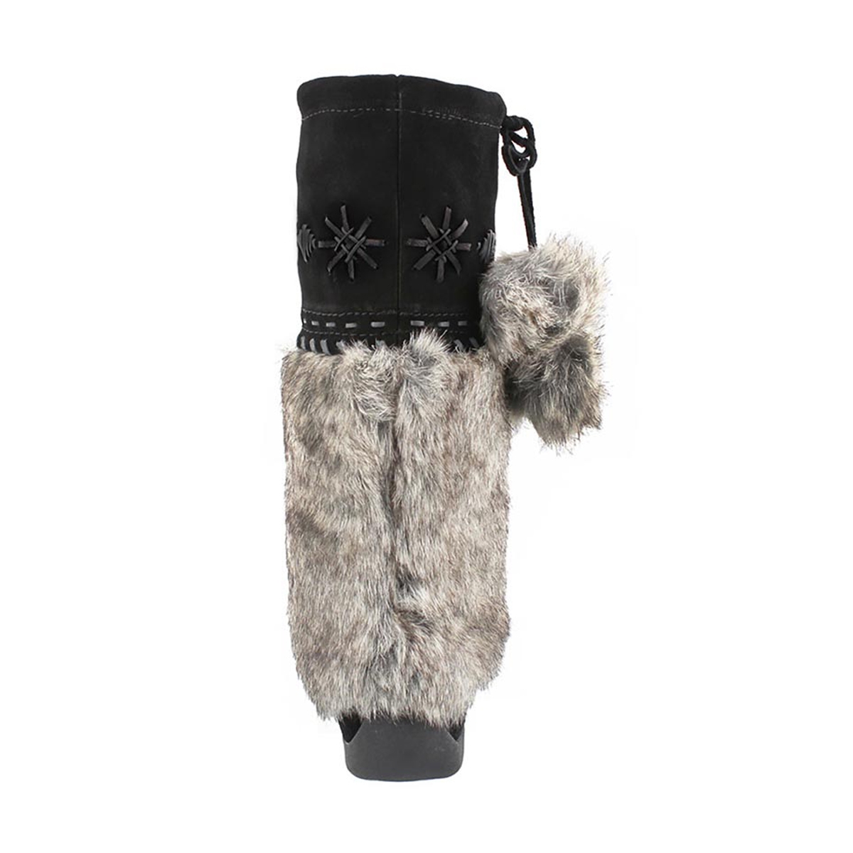 Girls' CANDY2 JR black faux rabbit SoftMocs