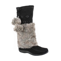Girls' CANDY2 JR black faux rabbit SoftMocs