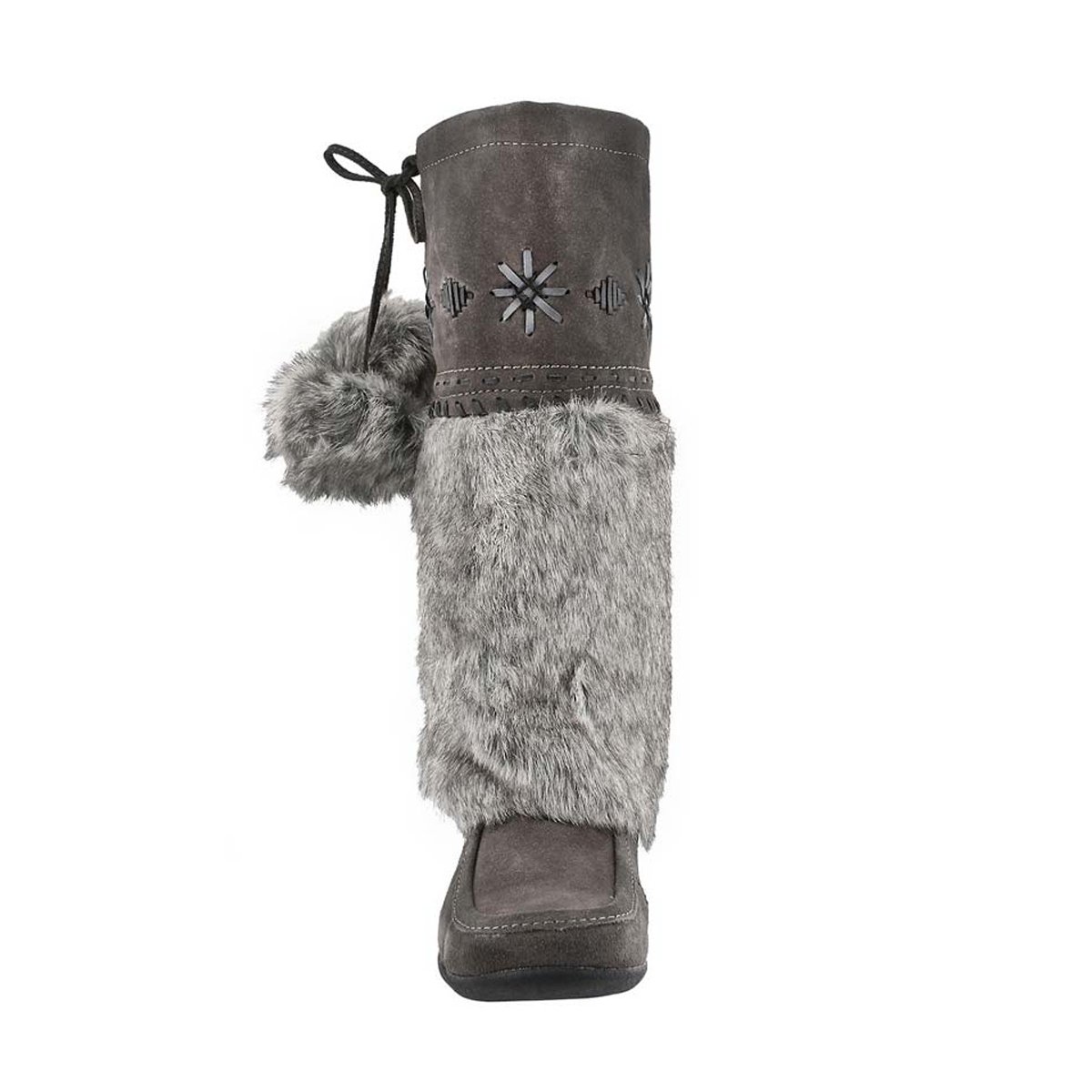 Girls' CANDY2 JR grey faux rabbit SoftMocs