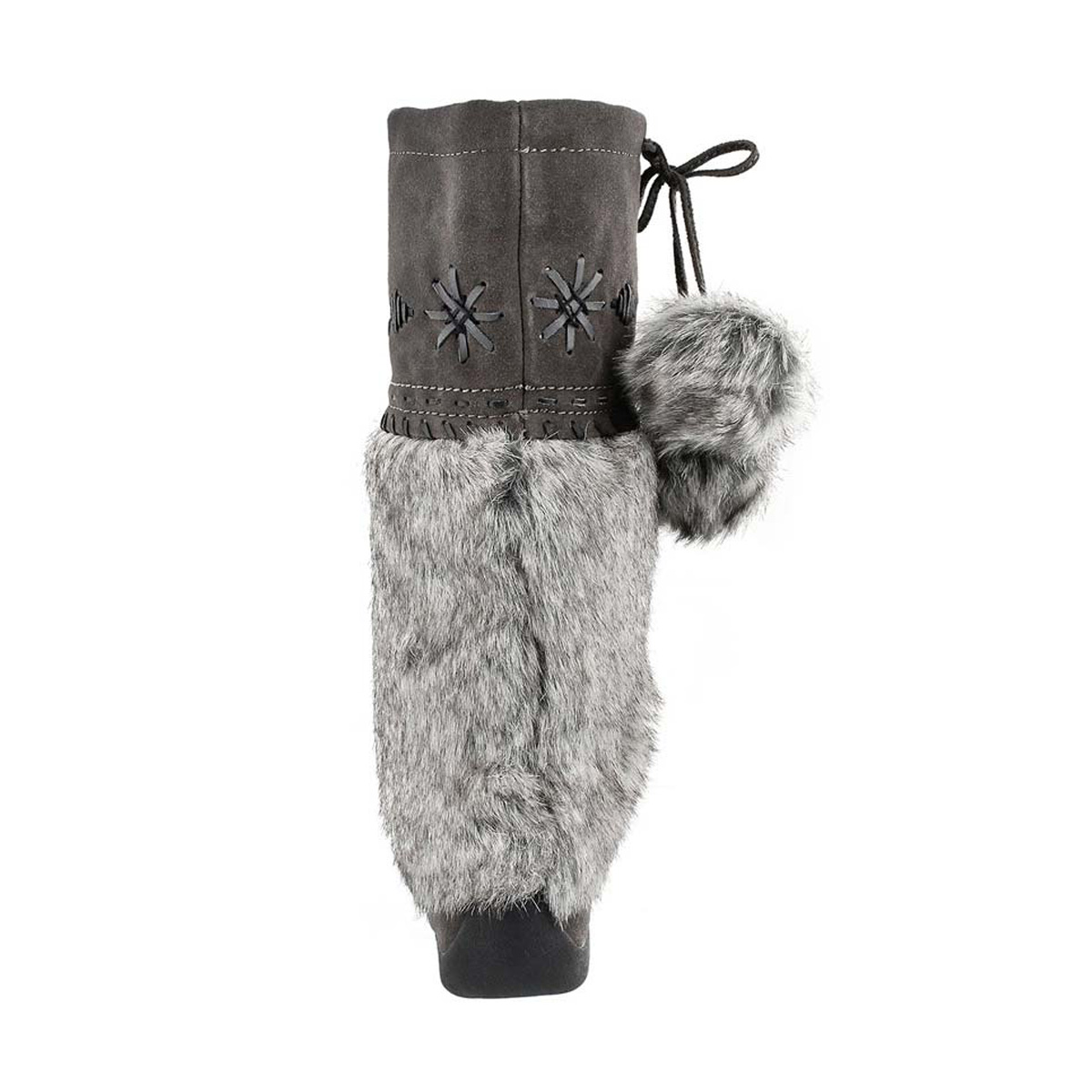 Girls' CANDY2 JR grey faux rabbit SoftMocs
