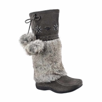 Girls' CANDY2 JR grey faux rabbit SoftMocs