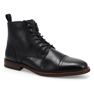 Botte décontractée en cuir à lacets CAPTAIN, noir, hommes
