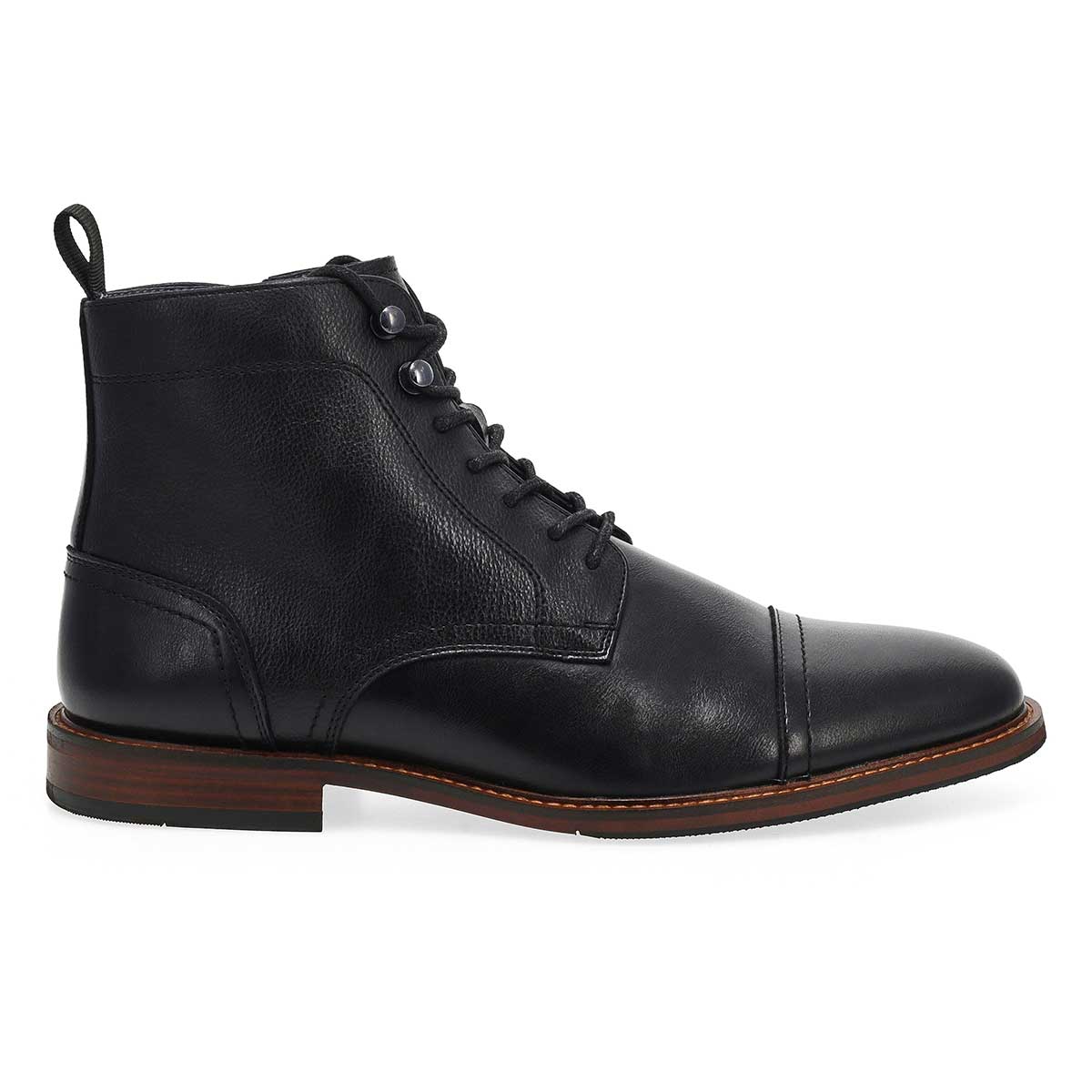 Botte décontractée en cuir à lacets CAPTAIN, noir, hommes