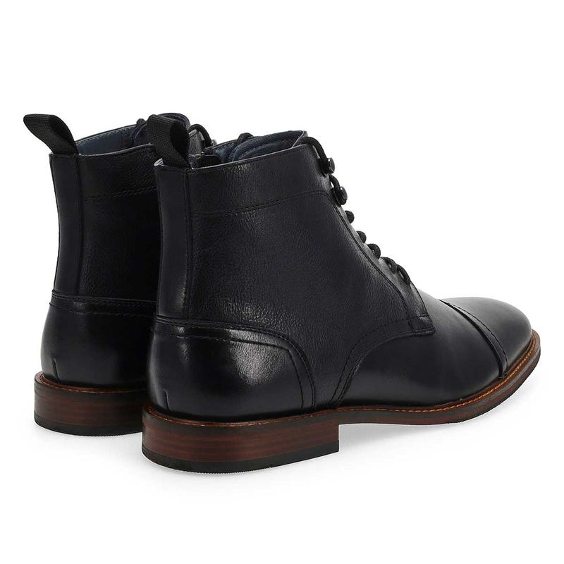 Men's  Captain Leather Lace Up Casual Boot - Black