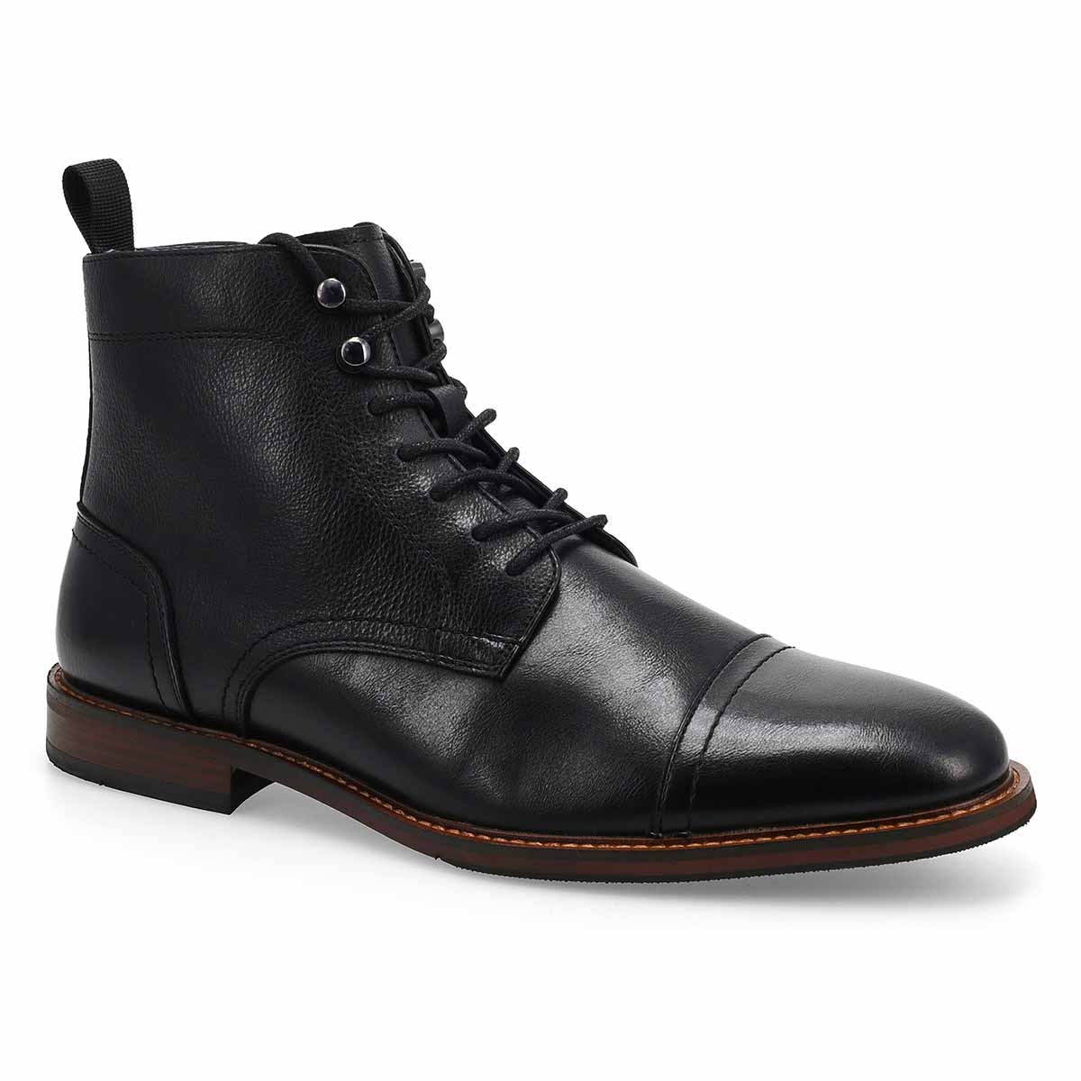 Botte décontractée en cuir à lacets CAPTAIN, noir, hommes