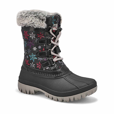 Grls Carly Waterproof Winter Boot-Black
