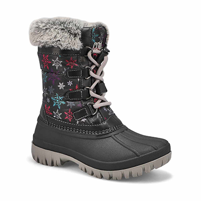 Grls Carly Waterproof Winter Boot - Black