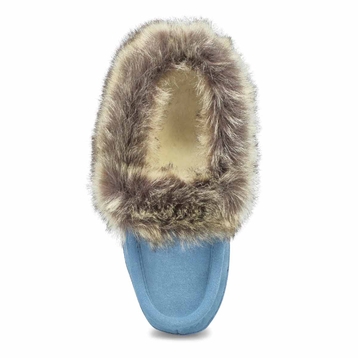 Women's Carrot 5 Faux Fur Moccasin - Light Blue