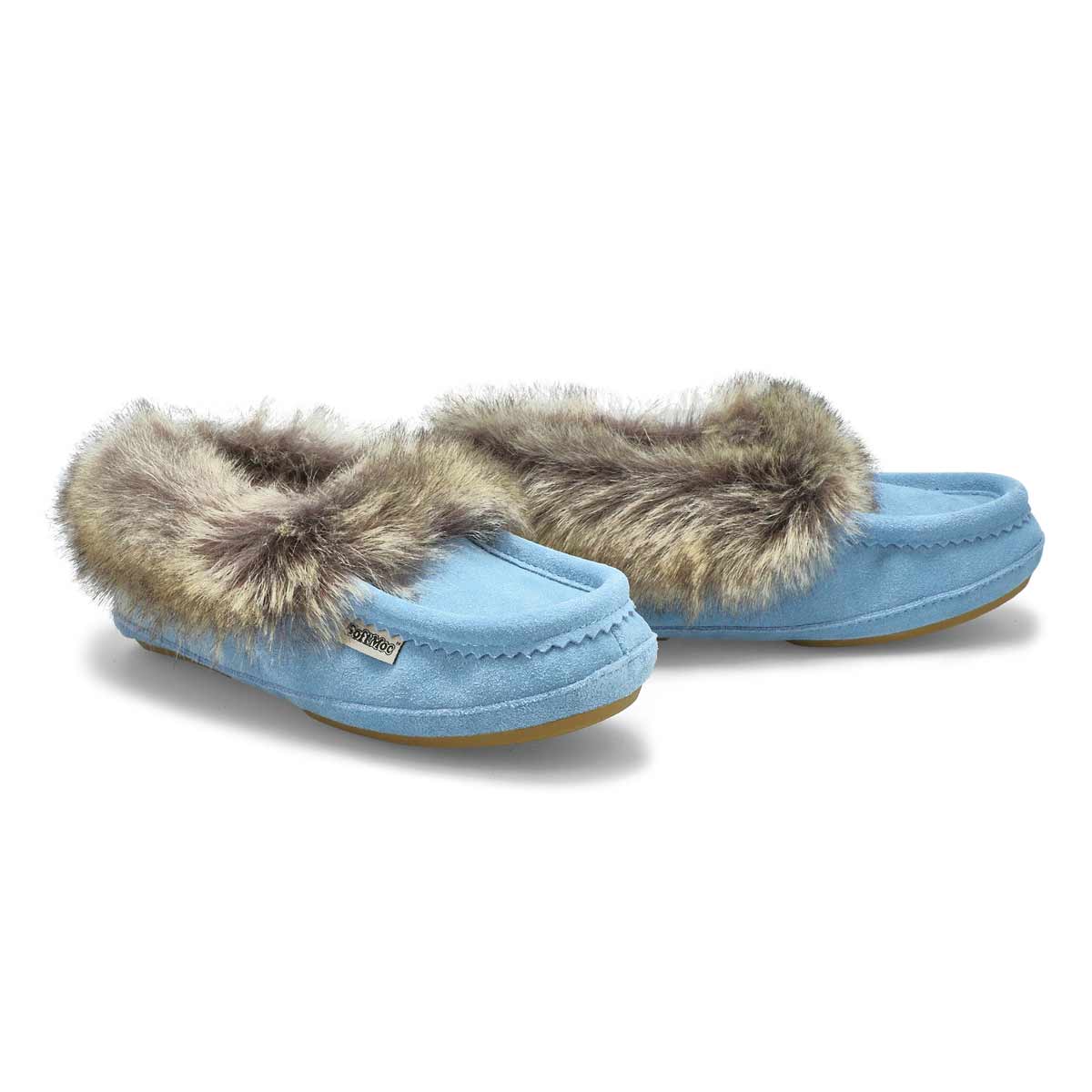 Women's Carrot 5 Faux Fur SoftMocs - Light Blue