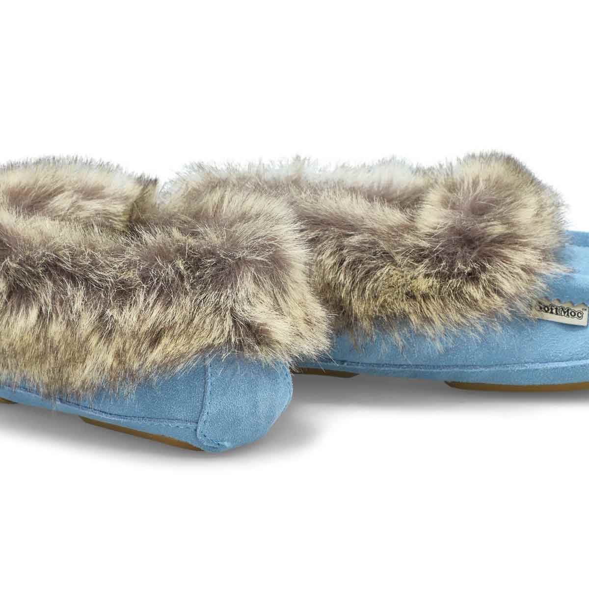 Women's Carrot 5 Faux Fur SoftMocs - Light Blue