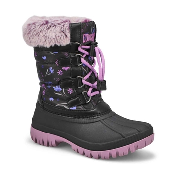 Girls' Charm Pull On Waterproof Winter Boot - Blac