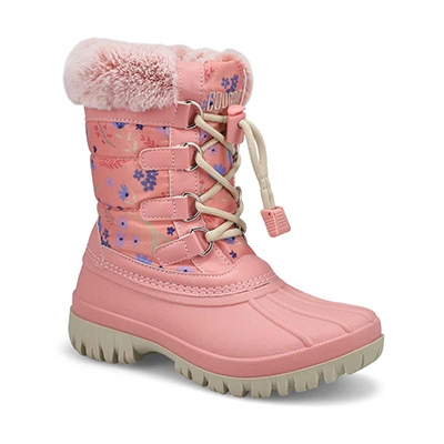 Girls Charm Pull On Waterproof Winter Boot - Pink