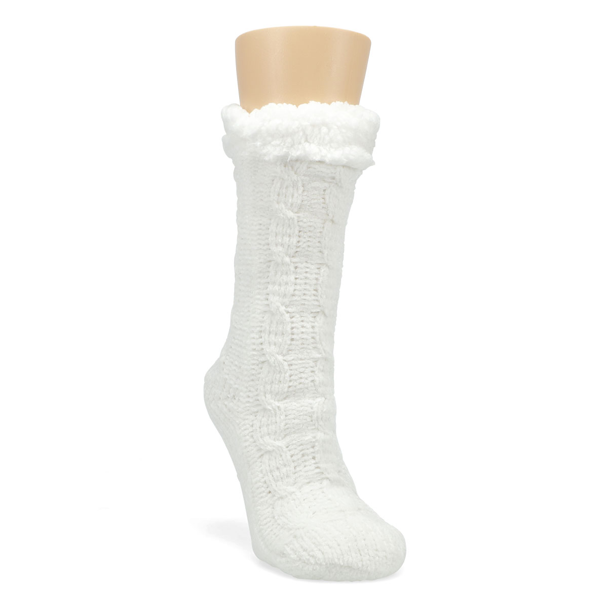 Women's Chenille Knit Slipper Sock - Cream