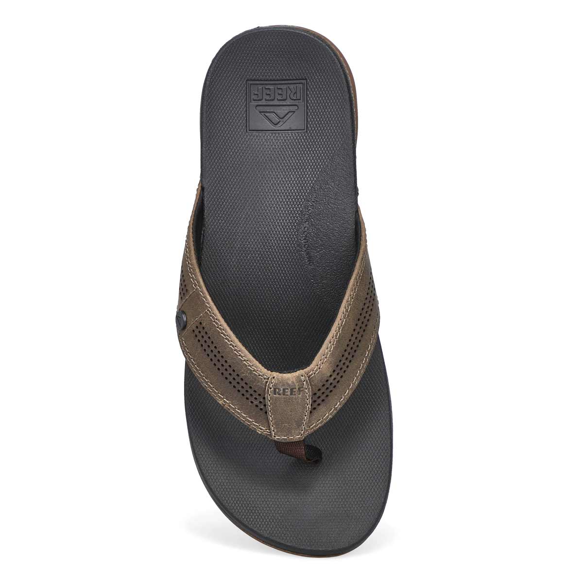 Reef Men's Cushion Lux Thong Sandal - Tan/Bla | SoftMoc.com