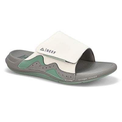 Mns Cruiser Slide Leather Sandal - Grey/Green
