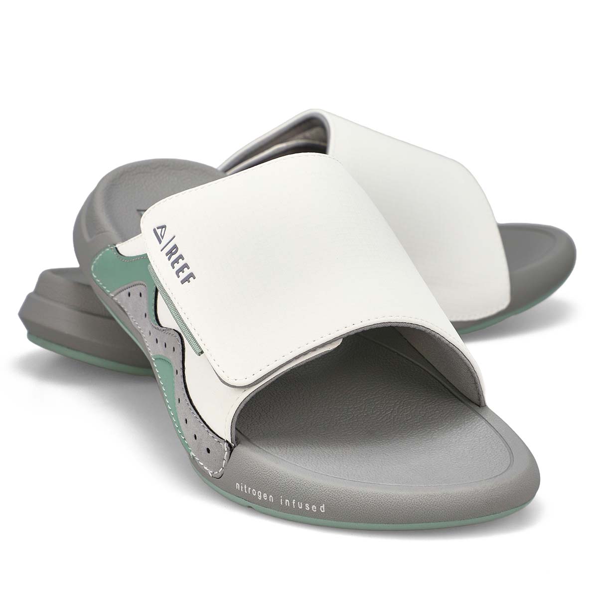 Men's Cruiser Slide Leather Sandal - Grey/Green