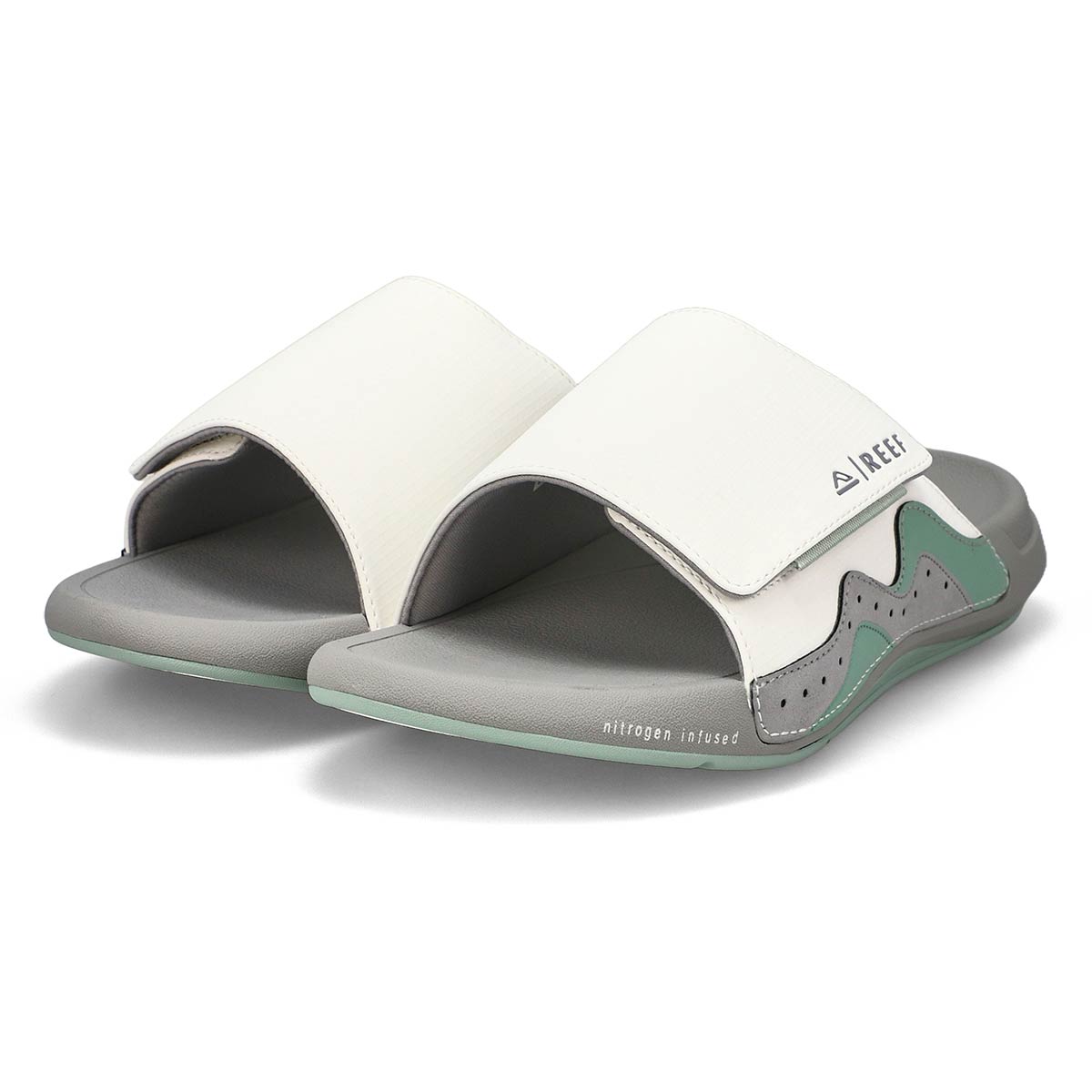 Men's Cruiser Slide Leather Sandal - Grey/Green
