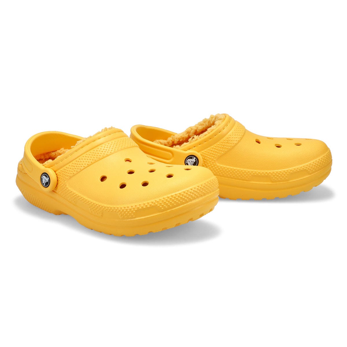 lined crocs yellow