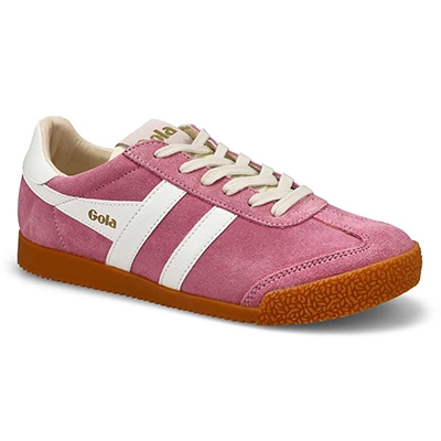 Lds Elan Lace Up Suede Sneaker - Candy/White