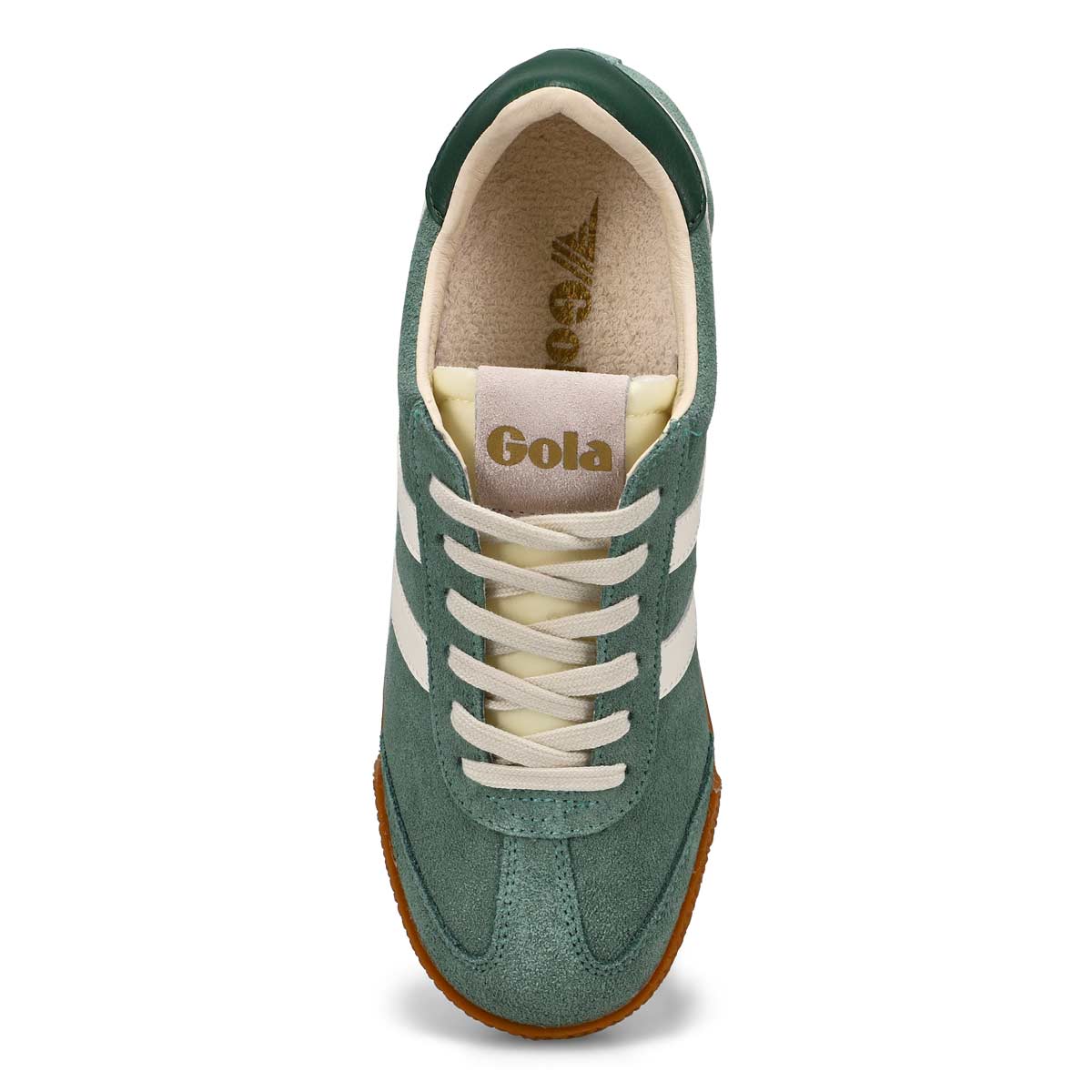 Baskets en suède à lacets ELAN, brume verte/blanc cassé/vert sapin, femmes
