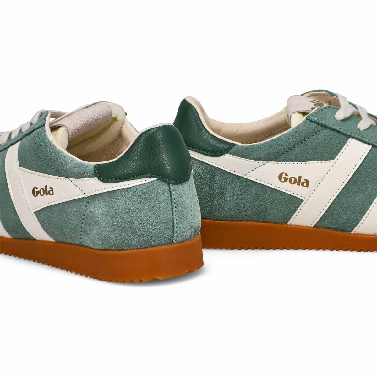 Baskets en suède à lacets ELAN, brume verte/blanc cassé/vert sapin, femmes