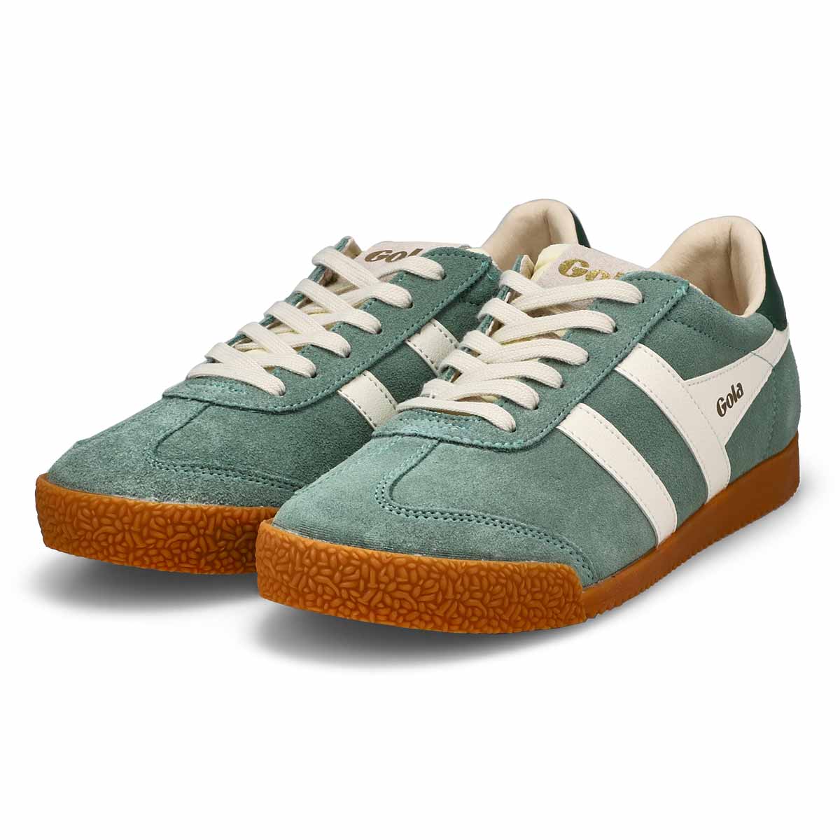 Baskets en suède à lacets ELAN, brume verte/blanc cassé/vert sapin, femmes