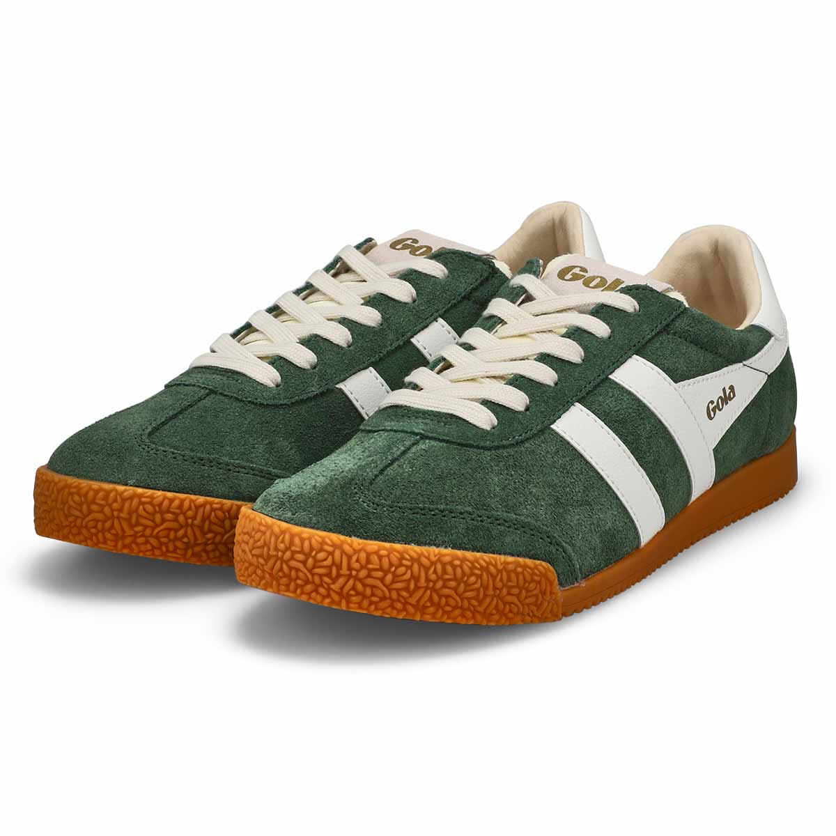 Baskets en suède à lacets ELAN, vert sapin/blanc, femmes