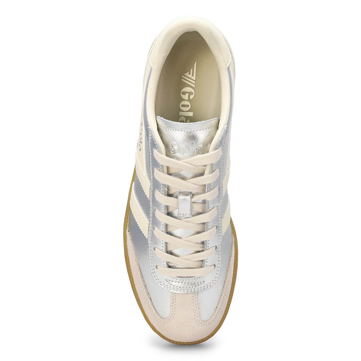 Women's Viper Metallic Lace Up Sneaker - Silver/Off White