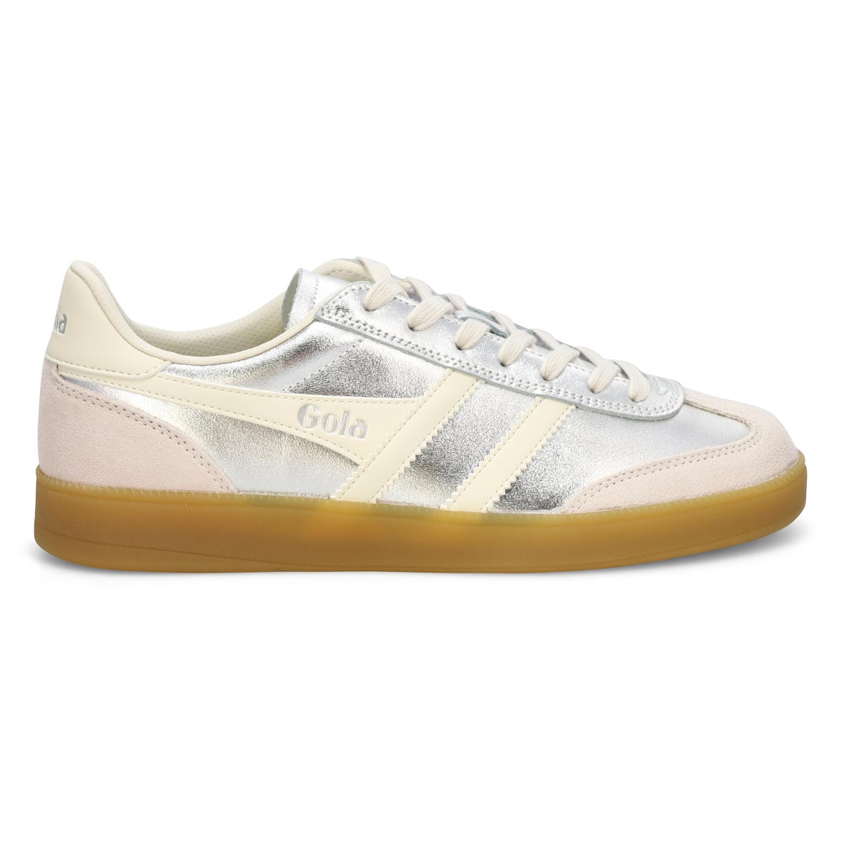 Women's Viper Metallic Lace Up Sneaker - Silver/Off White